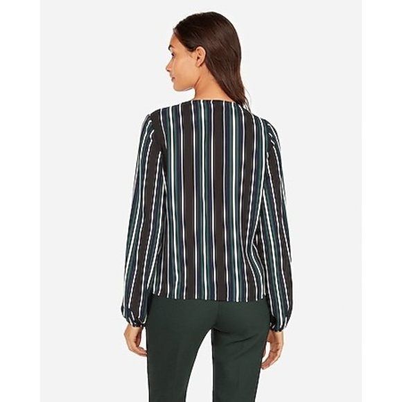 NWT Express Stripe Kimono Sleeve Surplice Wrap Top - Picture 2 of 2